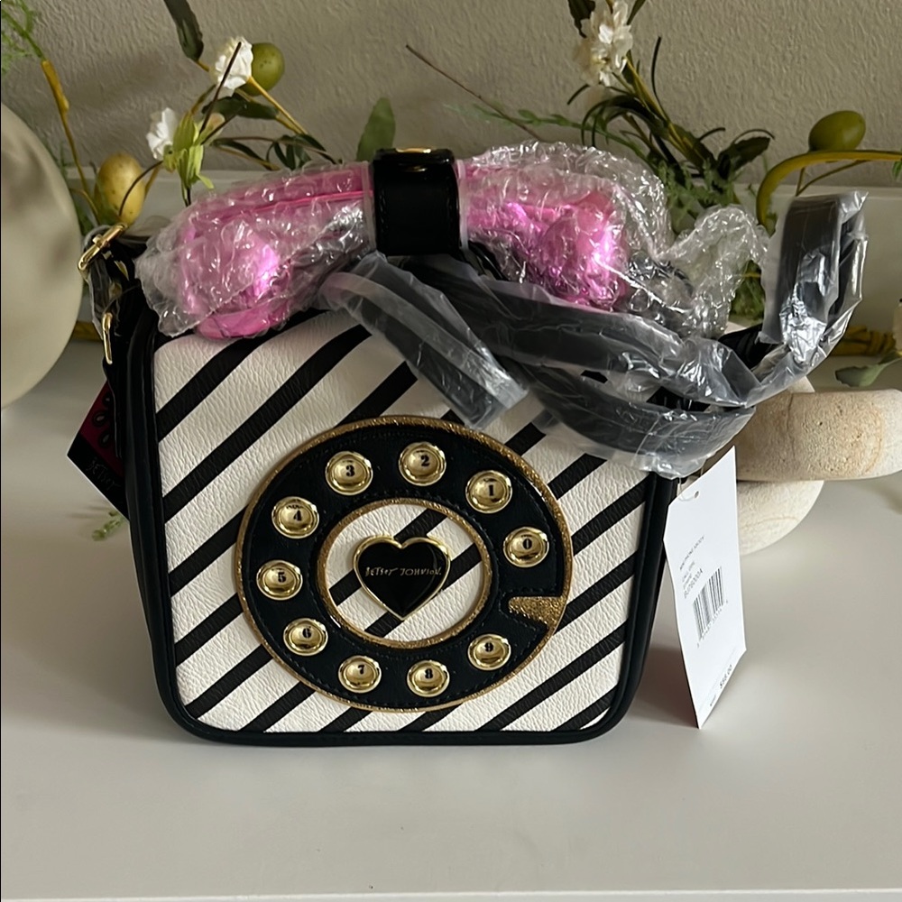Betsey Johnson Black and White Heart Dial Bag